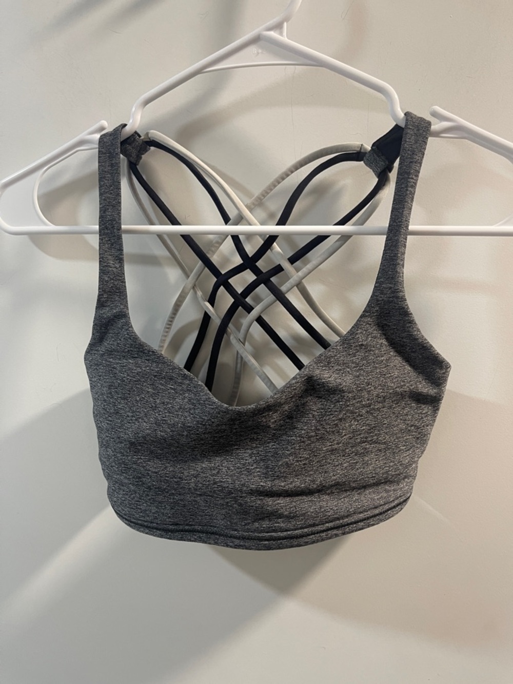 Flawed lululemon athletica Heather Gray Strappy-Back Sports Bra